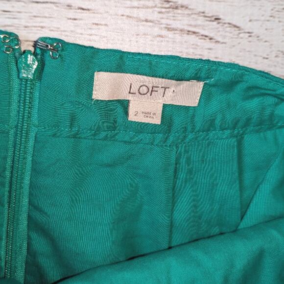 Loft Green Eyelet Pencil Skirt Sz 2 - Picture 3 of 5